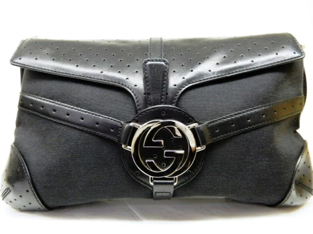 Gucci bag shoulder Hobo canvas calfskin black